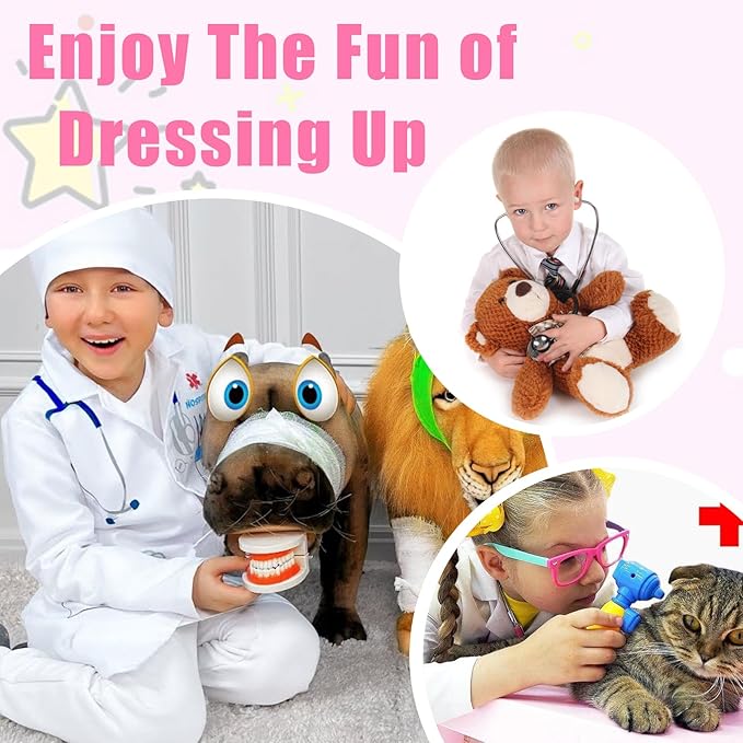 Kids Nurse Costume Doctor Costume Dentist Costume For Kids Play House Pretend Play Dress Up Party