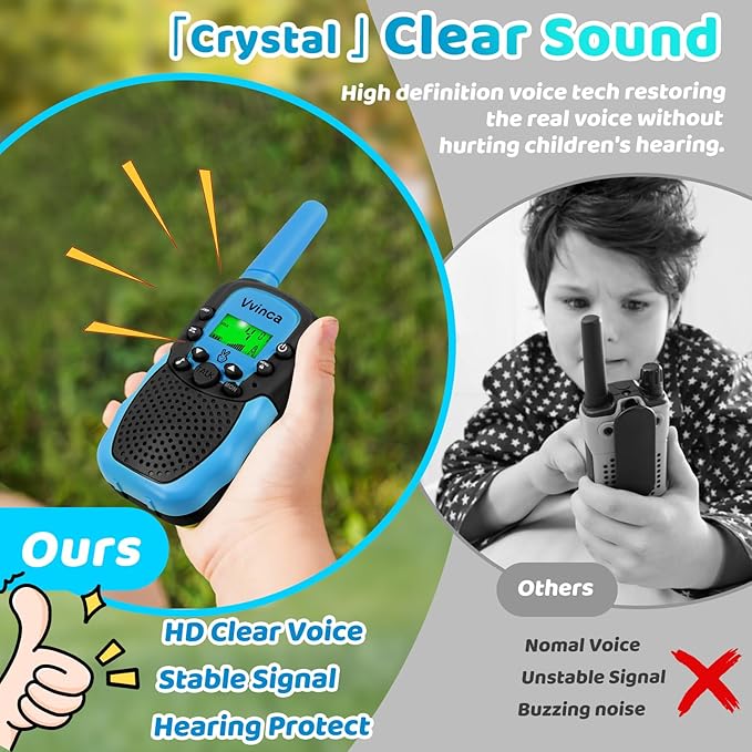 Vvinca 6 Pcs Walkie Talkies for Kids Rechargeable