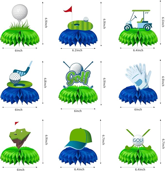 9 Pcs Golf Centerpieces Golf Party Decorations Golf Table Decorations Golf Birthday Party Decorations Golf Party Supplies