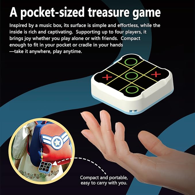 Tic Tac Toe Bolt Game,Handheld Electric Puzzle Game Console, Board Games for Kids and Adults,Gift Ideal for Kids and Adults' Birthday(Blue)