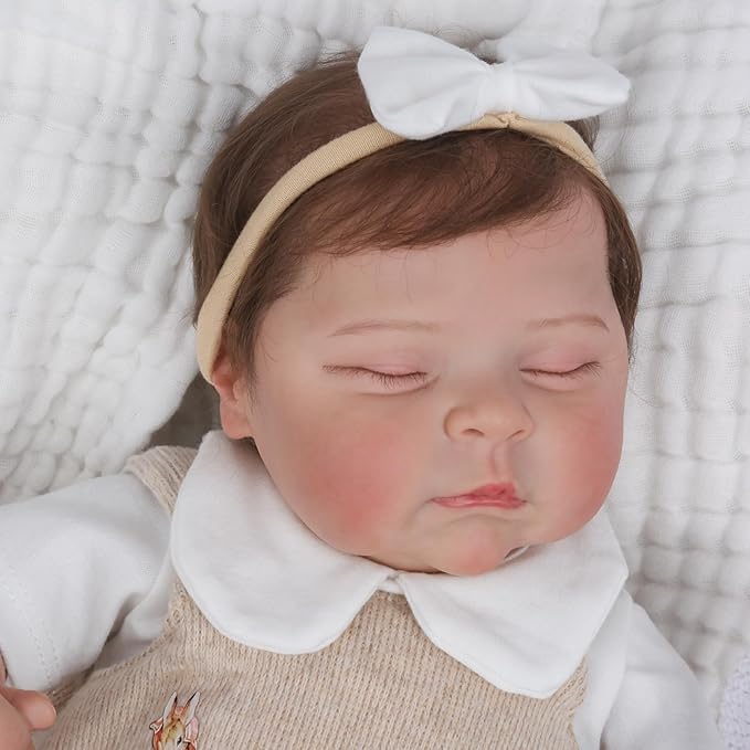 CHAREX Lifelike Reborn Baby Dolls - 22 Inch Sleeping Realistic Newborn Baby Girl with Soft Weighted Cloth Body, Real Life Baby Doll Peaches with Realistic Veins, Doll Gift Set for Kids Age 3+
