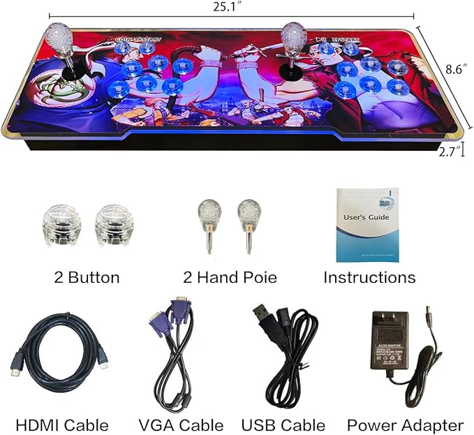 [32000 Games in 1 78S Pandora Box Arcade Game Console Compatible PC & Projector & TV,3D Games 1-4 Players Double Joystick Favorite List Game Category Save/Search/Hide/Pause