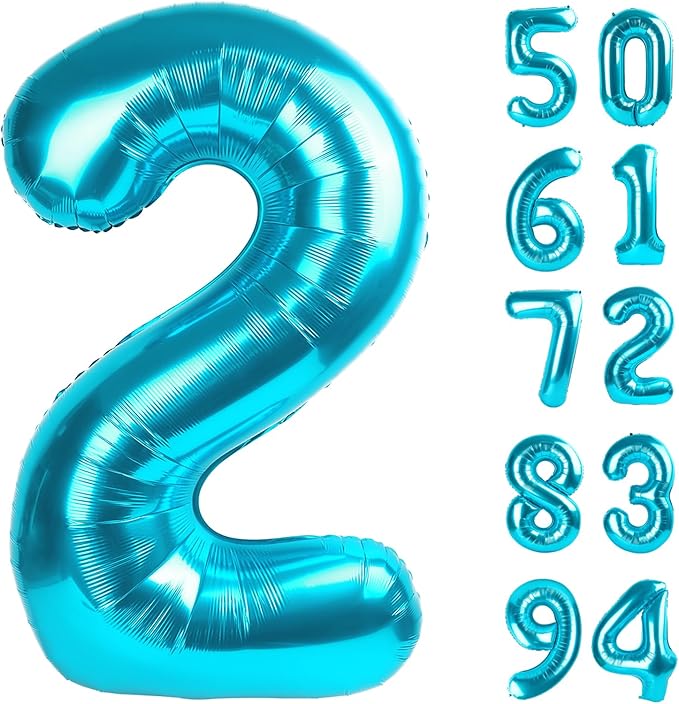 2 Balloon, Blue Number Balloons 40 Inch, 2nd Balloon Number Birthday Decorations, Two Second Birthday Party Supplies, Number 2 Balloon