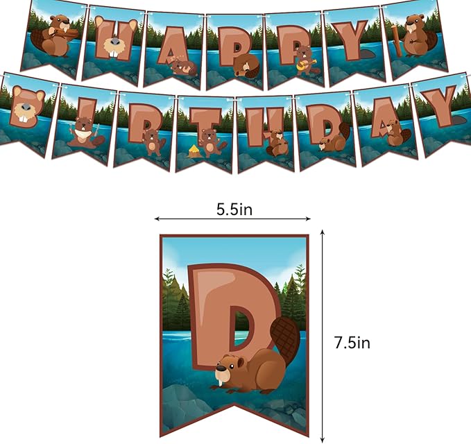 Beaver Party Decorations Beaver Birthday Party Supplies Includes Beaver Birthday Banner Cake Topper Cupcake Toppers Balloons for Birthday Decorations Canada Party Decorations