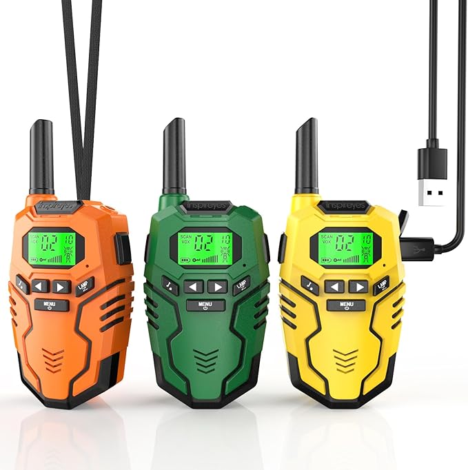 Walkie Talkies for Kids Rechargeable,Long Range 2 Way Radio, Outdoor Camping Games Party Toys for 3 4 5 8-12 Year Old Boys Birthday Xmas Gift for Kids, 3 Pack