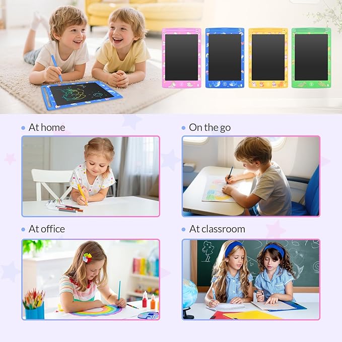 4 Pack LCD Writing Tablet for Kids 8.5 Inch Colorful Electronic Writing Drawing Pads Portable Doodle Board Gifts Travel Toys for Kids Boys Girls 3 4 5 6 Year Old