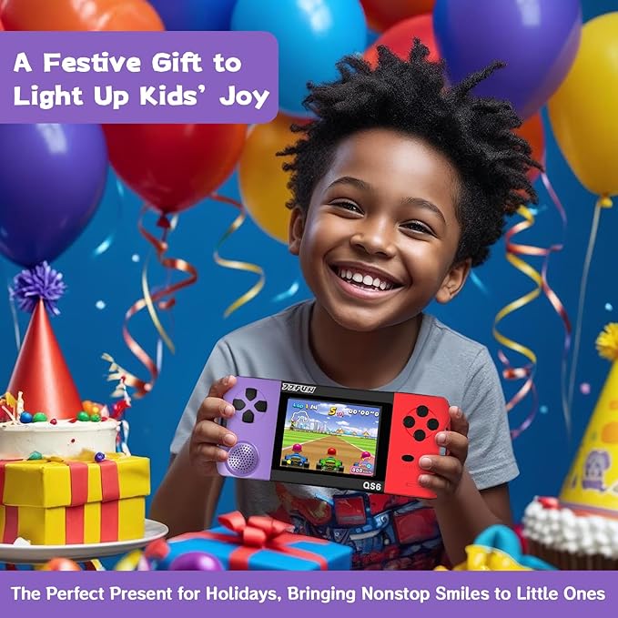 16 Bit Handheld Games for Kids with 3.5" IPS Large Screen Built-in 216 Retro Video Games Portable Gaming Player with Rechargeable Battery Mini Arcade Electronic Toy Gifts for Boys Girls (Purple+Red)