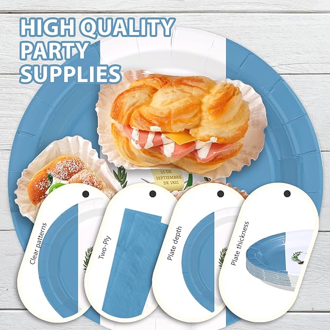 96Pcs Guatemala Flag Party Supplies Guatemalan National Flag Plates and Napkins White Blue Country Flags Tableware Set for School Sports Events Patriotic Festival Party Supplies，Serves 24