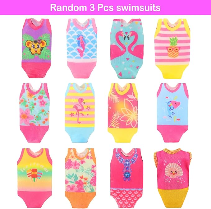 25 Pcs 5.3 Inch Doll Clothes Suitcase Accessories 4 Dresses 3 Tops and Pant Outfits 3 Swimsuits 1 Luggage 3 Shoes 11 Travel Accessories Glasses for 5.3 Inch Dolls(Doll NOT Include)