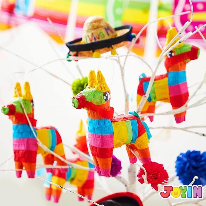 Cinco De Mayo 8 pcs Mini Donkey Pinatas 5.7"x7.5" Rainbow Color for Fun Fiesta Taco Party Supplies, Luau Event Photo Props, Mexican Theme Decoration, Carnivals Festivals, Taco Tuesday Event
