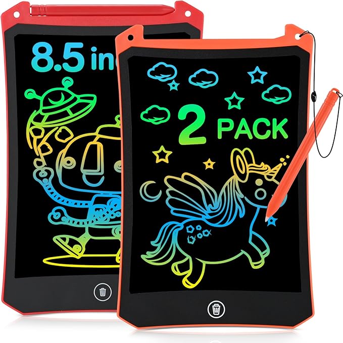 cimetech LCD Writing Tablet, 2 Pack Toddler Kids Toys, 8.5 Inch Drawing Pad Coloring Books, Travel Essentials Activities, Christmas Birthday Gifts for Girls Boys Age 3-8