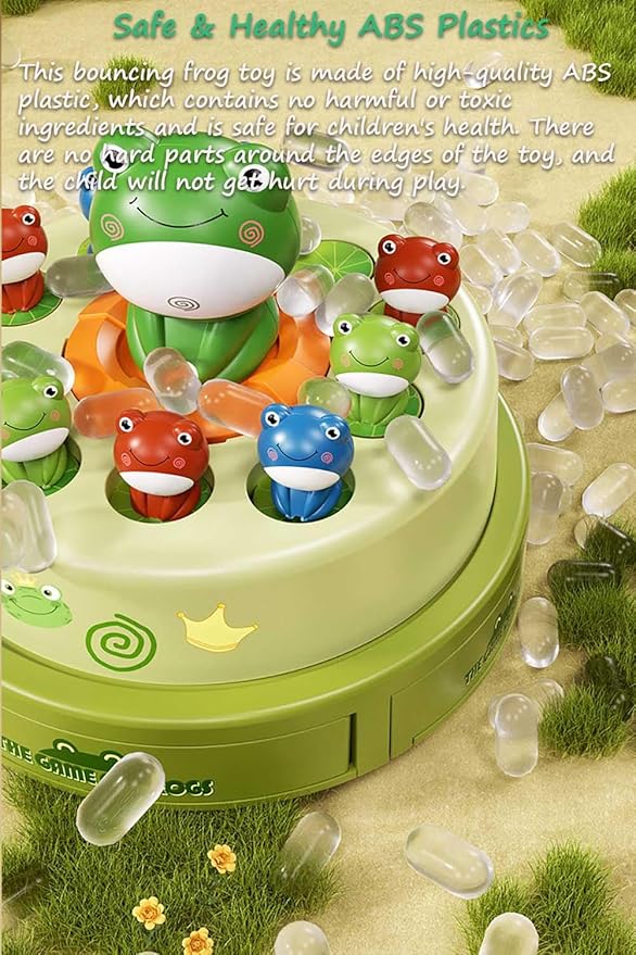 Miracland Electric Turntable Bouncing Frog Toy Set - Interactive Pop-up Game with Music & Lights, Kids Focus Training, Family Catch Activity