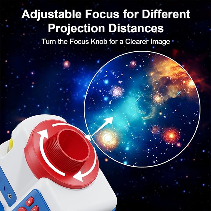 Story Projector for Kids, Bedtime Projector Machine with Voice Narration, 4 Science Themed Story Slides, Adjustable Focus, Night Light, Toy Gift for Toddlers Boys & Girls Ages 3+