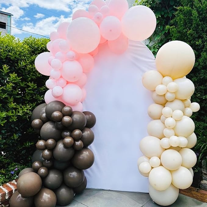 Pink and Brown Balloons Light Pink Coffee Brown Beige Balloons 12inch White Sand Balloon Bear Baby Shower Birthday Party Decorations Latex Helium Balloon for Arch Bridal Boho Decor