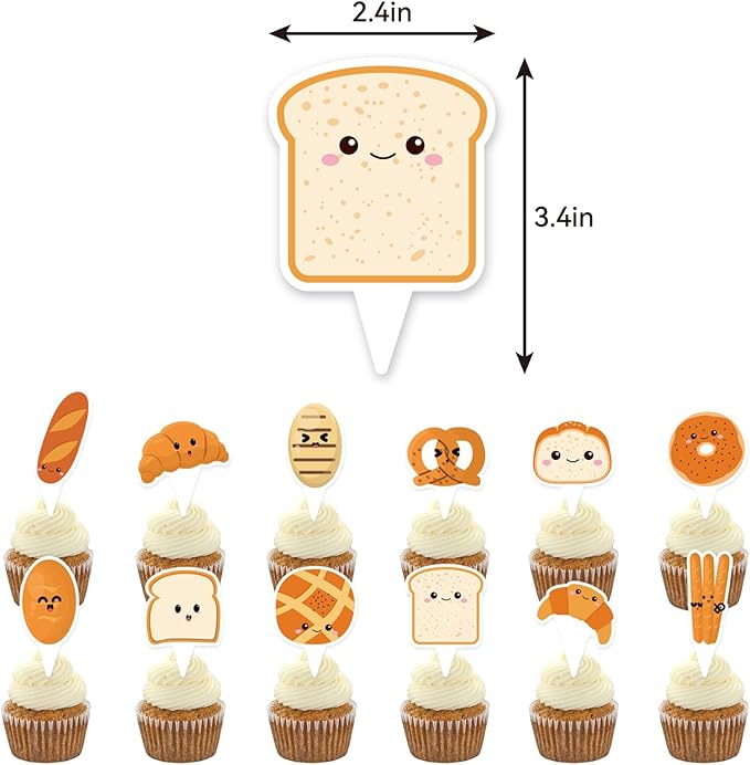 Toast Bread Birthday Party Supplies - Includes Banner, Cake Topper, Cupcake Toppers, Balloons for Bread Theme Party