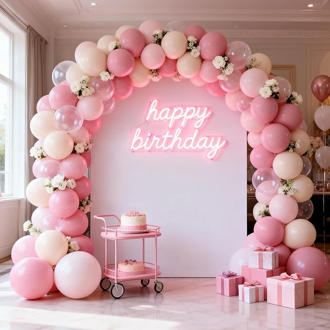 FunHot Dusty Pink Balloons, 50 Pcs Light Pink Balloon, Blush Balloons, 12 Inch Apricot Transparent Latex Balloon for Girl Birthday Valentine's Day Baby Shower Bridal Shower Wedding Party Decorations