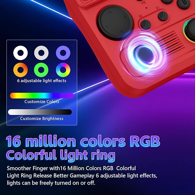 R36TMAX Retro Handheld Game Console, 4.0 Inch IPS HD Screen Retro Gaming Console, Handheld Game Console with 18000+ Classic Games, Supports WiFi Networked Fighting and OTG, Built-in 64G-Classic Red