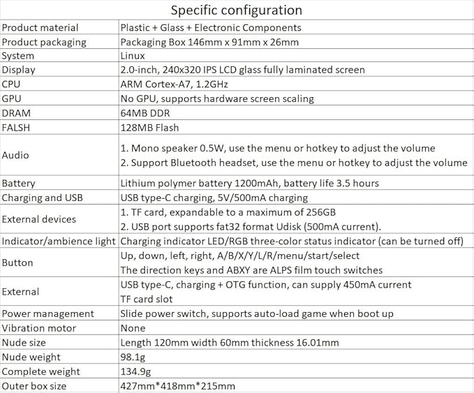 Handheld Game Console with 2.0-Inch IPS Screen, Mini Game Player, Support 6000+ Classical Games, Portable Video Game Console with 32G TF Card