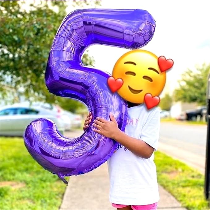 40 Inch Purple Number Balloons, Giant Self Inflating Foil Girls 5th Birthday Number Balloon Decor, for 15th Birthday Party Decoration Women Anniversary Graduation Party Decorations Supplies