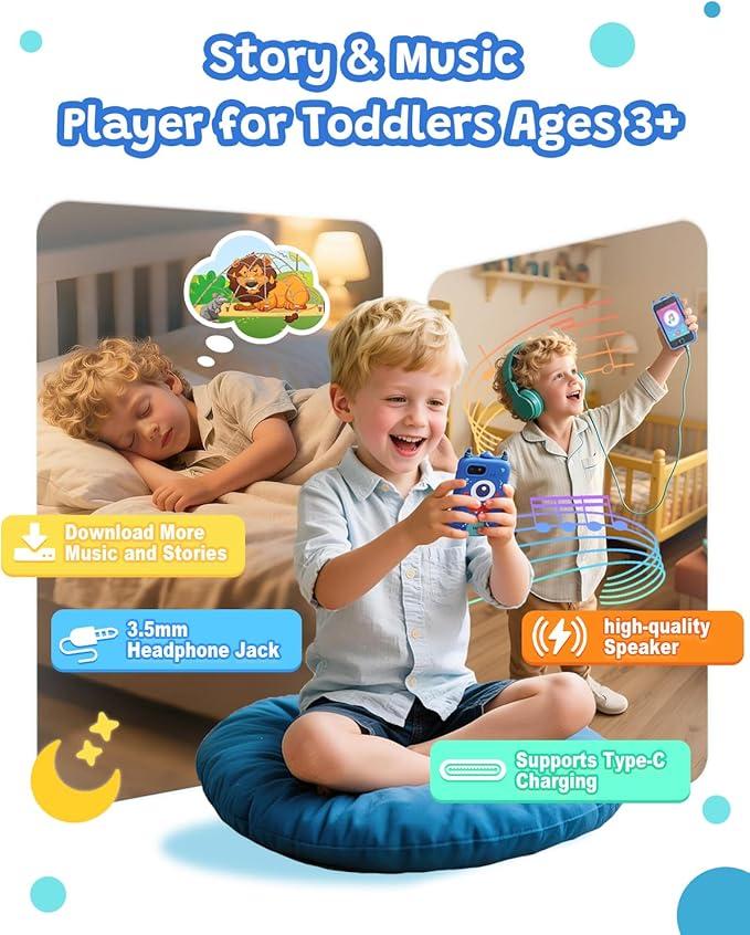 Kids Phone with Dual Camera, 3.5'' Touchscreen Kids Smart Phone for Boys Age 3-10 Christmas Birthday Gifts, Educational Toys Phone with Music Player, Habit Tracker, ABC Learning