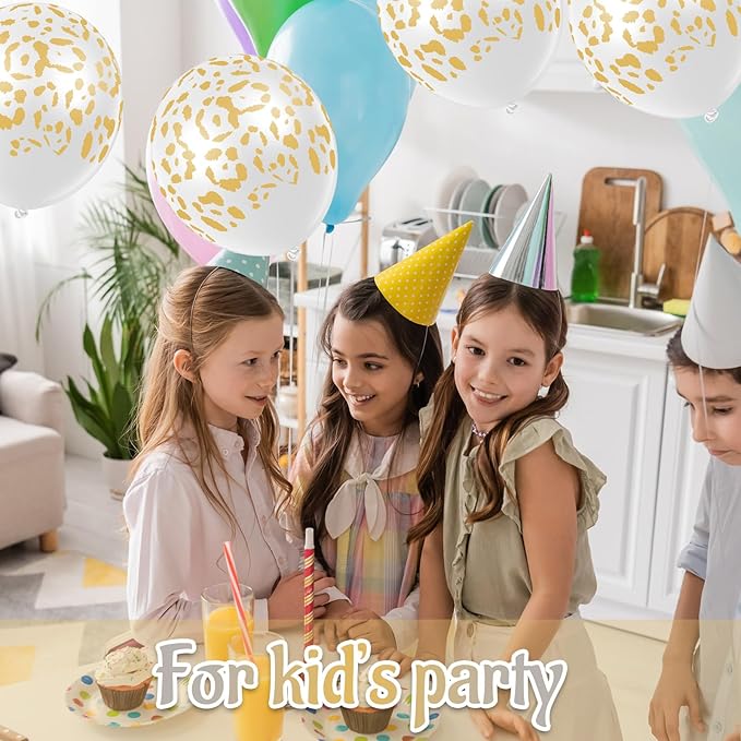 Gejoy 36 Pcs Cheetah Balloons Leopard Print Balloons 12 Inch Spots Latex Leopard Jungle Animal Decorations for Cheetah Zoo Theme Birthday Party Supplies (White)