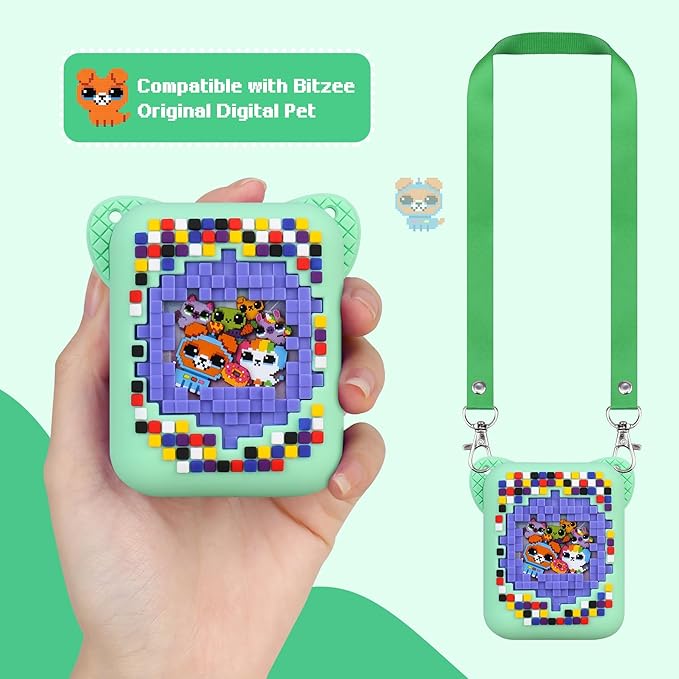 BOVKE Silicone Cover Case for Bitzee Interactive Toy Digital Pet with 15 Animals Inside, Bitzee Orginal Digital Pet Protective Skin Sleeve for Bitzee Virtual Electronic Pets Kids Toys, Green