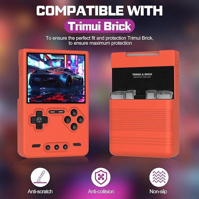 Silicone Case for Trimui Brick, Anti-Slip, Shock Proof, Soft Protective Case for Trimui Brick Handheld Game Console with Lanyard - Red