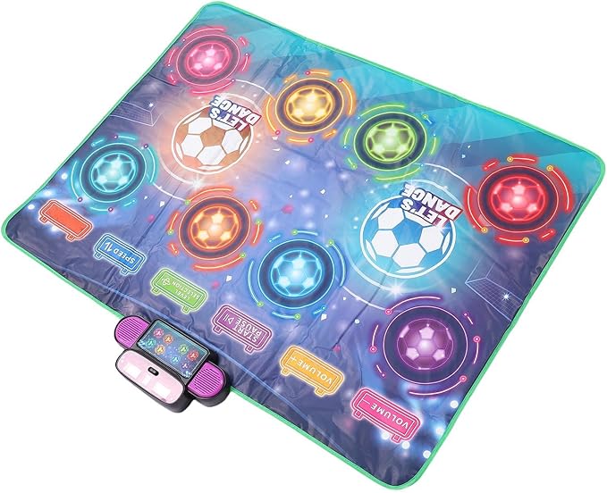Double Player Dance Mat, Interactive Electronic Dance Pad with Music and Challenging Levels, 105.5x80cm, 2 Player Kids Game Mat for Family Fun