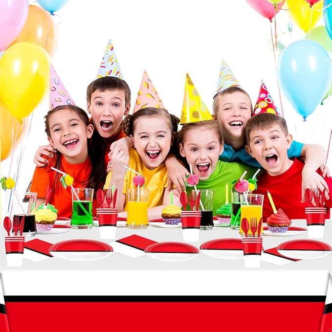 81 Pcs Cartoon Ball Party Tableware Set Cartoon Ball Birthday Party Supplies,Paper Plates,Napkins,Cup,knives,Spoons and Forks