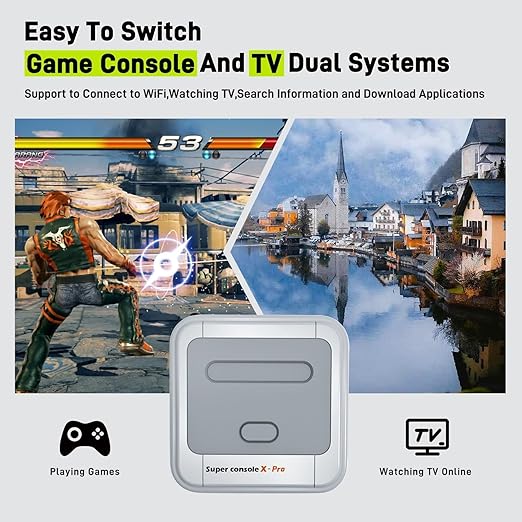 Kinhank Super Console X Pro with 100000+ Games,TV & Game System in 1, Mini Retro Game Consoles for 4K HD/AV Output,Compatible with 63+ Emulators,2 Game Controllers