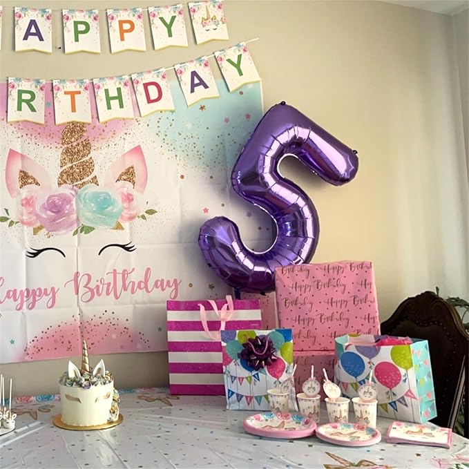 Purple Number 6 Balloon for Girls 6th Birthday, 40 Inch Number Foil Balloon 6, Mylar Helium Large Balloon for Kids 6 Years Old Birthday Party Decor Anniversary Graduation Party Decorations Supplies