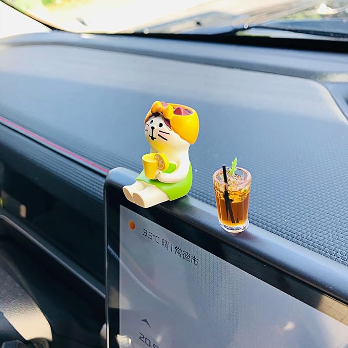 Cute Cats Car Dashboard Decorations Accessories Interior for Women Men, Mini Cat Statues Collectible Figurines for Car Display Dash Board Decor Rear View Mirror Decoration Computer Monitor Ornaments