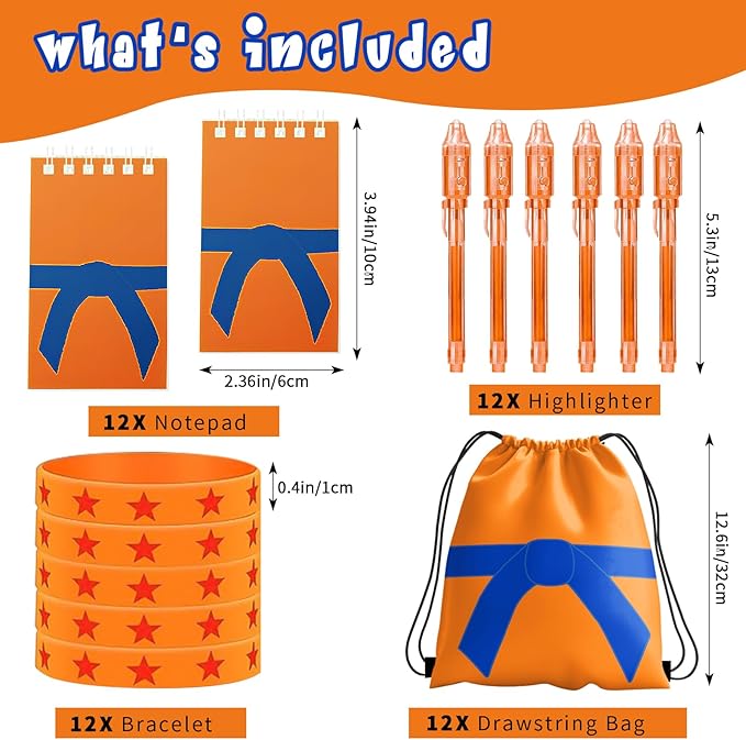 Dragon Party Favors, Anime Themed Birthday Party Supplies & Goodie Bags for Kids, Include Drawstring Bags Notebook Silicone Bracelet Highlighter for Gifts Fillers