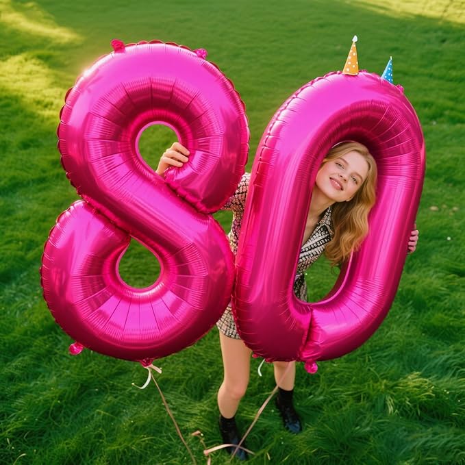 Rose Red Number 8 Balloon 40 Inch,Jumbo Giant Mylar Hot Pink Number 8,Big Large Foil Helium Number Balloons, Balloons for 18 28 80 Birthday Party Decorations Supplies Anniversary Celebration