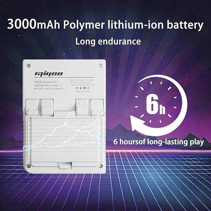 Miyoo Mini Plus,Handheld Retro Game Console 64GB,3.5-inch 640*480 IPS Screen 3000mAH Battery with Storage Case Casual Game Console Video Games Consoles(White)