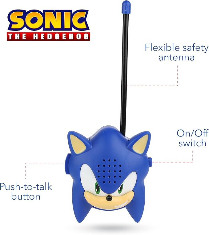 Sonic Molded Walkie Talkie for Kids, Safe and Flexible Antenna, Over 1000ft Range, Easy-to-Use, Power Switch, Belt Clip, Pack of 2, Camping Accessories, 2-Pack, Outdoor Toys