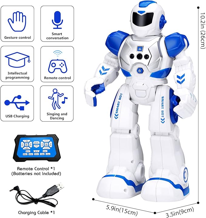 KingsDragon Robots Toy for Kids, RC Gesture Sensing Toy, Interactive Walking Singing Dancing Robot Birthday Presents for Boys Girls Age 6 7 8 9 Years Old