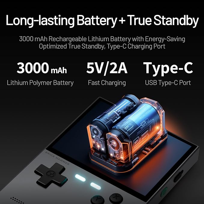 TRIMUI Brick Hammer Retro Handheld Game Console – Metal CNC Aluminum Alloy Body, 3.2" IPS Screen, 8GB Storage, Expandable to 1TB, Built-in 3000mAh Battery (Green-No Card)