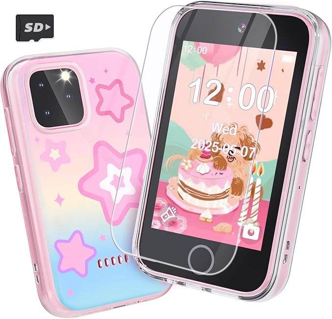 Kids Smart Phone for Girls, 3.5" Touchscreen Kids Phone Toy with Dual Camera, Christmas Birthday Gifts for Girls Age 3-8, Toddler Learning Toys for 3 4 5 6 7 8 Year Old, ABC Learning, Habit Tracker