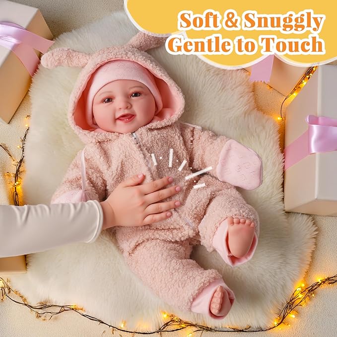 BABESIDE 15-Inch Lightweight Baby Doll with Baby Feeding Set – Easy to Hold with Cuddly Soft Body – Realistic First Doll Real Life Baby Girl for Kids 3+ Pretend Play