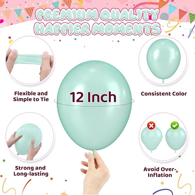 Pastel Mermaid Balloons, 50pcs 12 Inch Pink Purple Teal Blue Pearl Pastel Clear Macaron Balloons for Princess Women Girl Ocean Theme Birthday Summer Pool Party Baby Shower Under The Sea Decorations