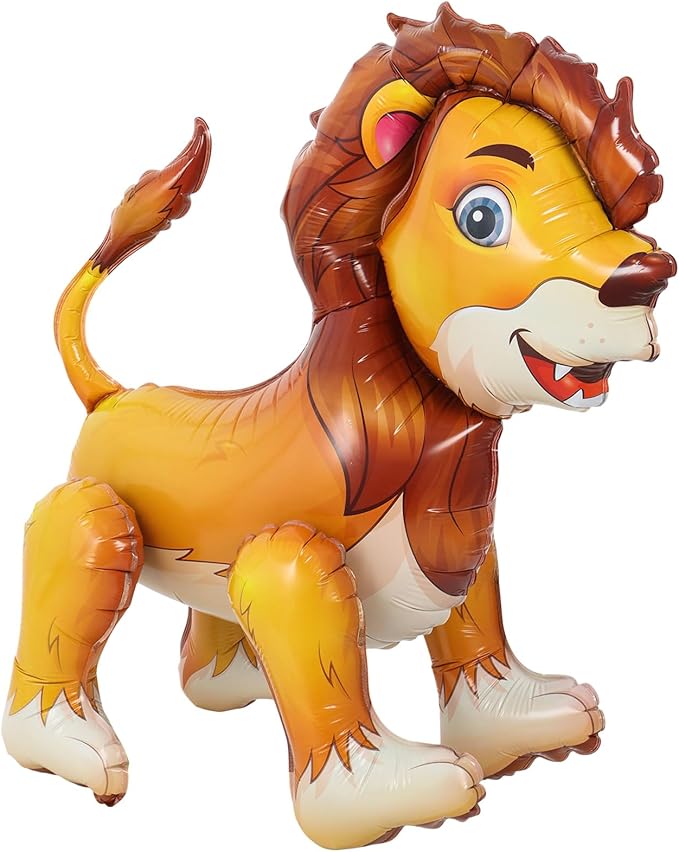 Standing Lion Balloon, 21''L x 24''H Large Jungle Safari Animals Foil Balloons, Walking Lion Balloons for Kids Wild Zoo Party Baby Shower Birthday Decor Supplies