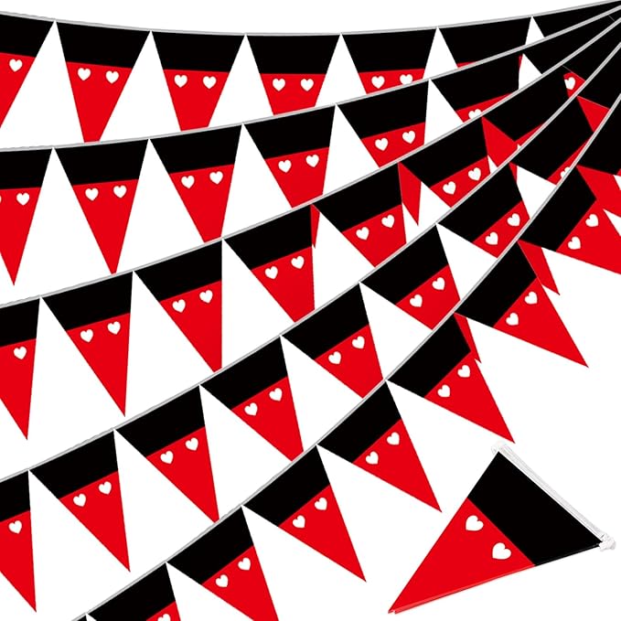 Tiamon 5 Pcs Red Mouse Theme Banner Birthday Decorations Red and Black Pennant Bunting Cartoon Themed Mouse Triangle Flag for Baby Shower Cartoon Birthday Party Decor