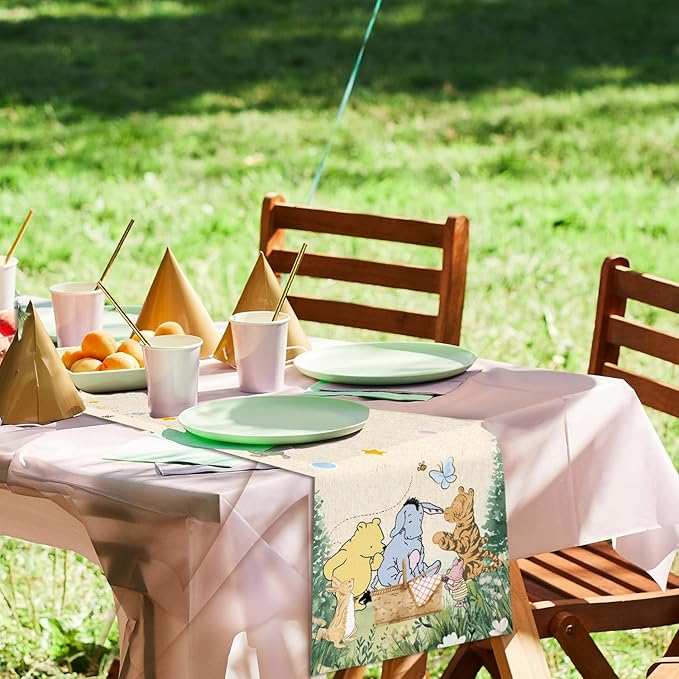 Winnie Baby Shower Decorations-Pooh Birthday Party Decor-Winnie Tablecloth,Tablecloth Oh Baby Gender Reveal Birthday Party Supplies for Kids Boys Girls,Classsic