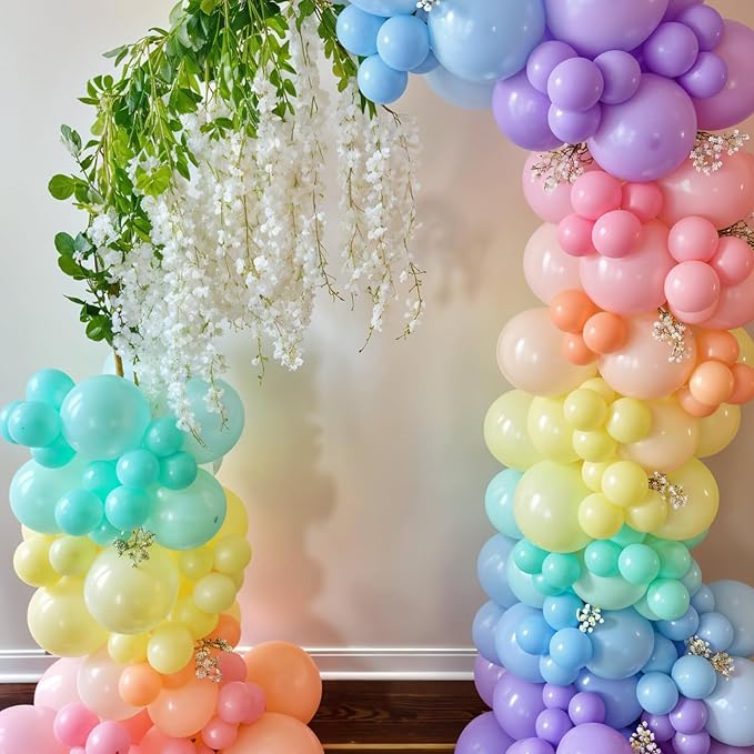 Pastel Balloons,12 Inch Macaron Pink Purple Blue Yellow Green Colorful Confetti Balloons Assorted Colors for Princess Girl Pastel Birthday Rainbow Party Baby Shower Wedding Engagement Decoration