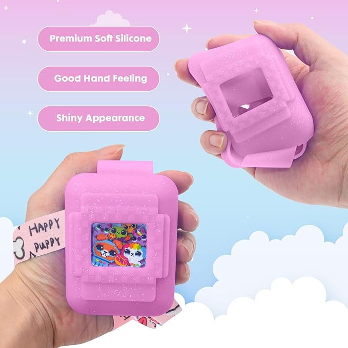 Silicone Cover for Bitzee Interactive Toy Digital Pet Case with Lanyard,Protective Case Holder Skin for Bitzee Virtual Electronic Pets for Girls & Boys (Pink)