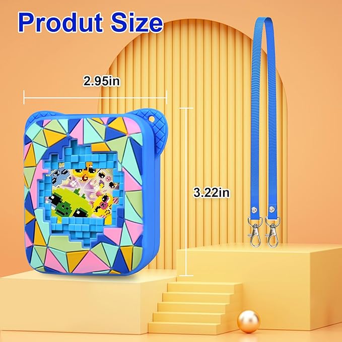RAIALL Silicone Cover Case for Bitzee Magicals Interactive Toy Digital Pet, Kids Protective Bitzee Magicals Virtual Electronic Pet Lanyard Silicone Holder, Portable Travel Soft Silicone Sleeve, Blue