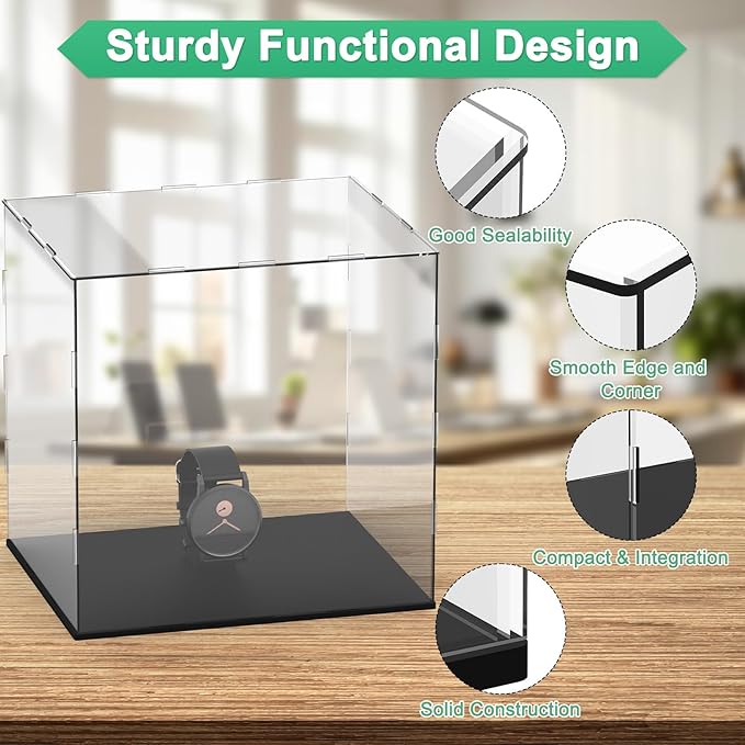Clear Acrylic Display Case, 12 x 10 x 12 Inch Assemble Clear Acrylic Display Box Dustproof for Action Figures/Model/Statues/Collectibles/Doll/Toys/Home Storage