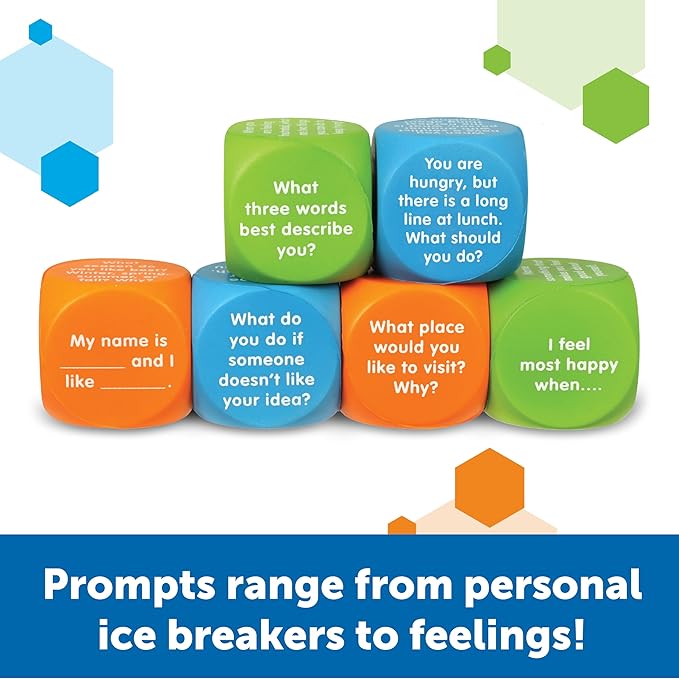 Learning Resources Let's Talk Cubes - Social Emotional Activities, Speech Therapy Materials, Ice Breaker, Occupational Sensory Gifts For Boys And Girls, Classroom Must Haves, Teacher Supplies