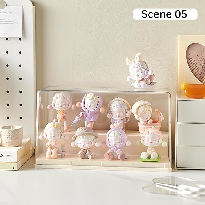 2 Tiers Clear Display Case for Figures, Stackable Acrylic Storage Organizers Box with Cover, Large Dustproof Showcase for Collectibles Action Figure(1, Small)